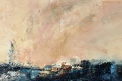 Graue-Stadt-am-Meer H 50-x B 100 cm. / Acryl auf Leinwand